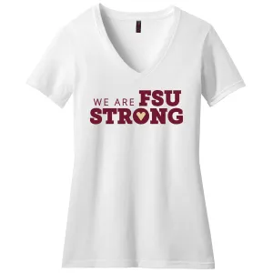 Women's We Are FSU Strong Short Sleeve V-neck T-shirt - White