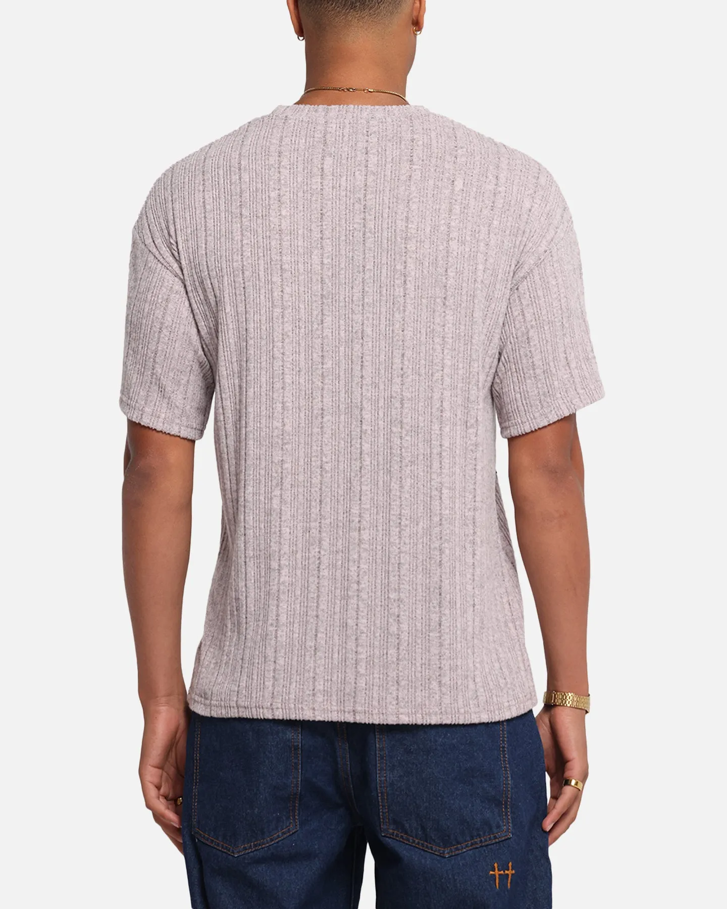 XXIII Rib Knit T-Shirt Pink Marle