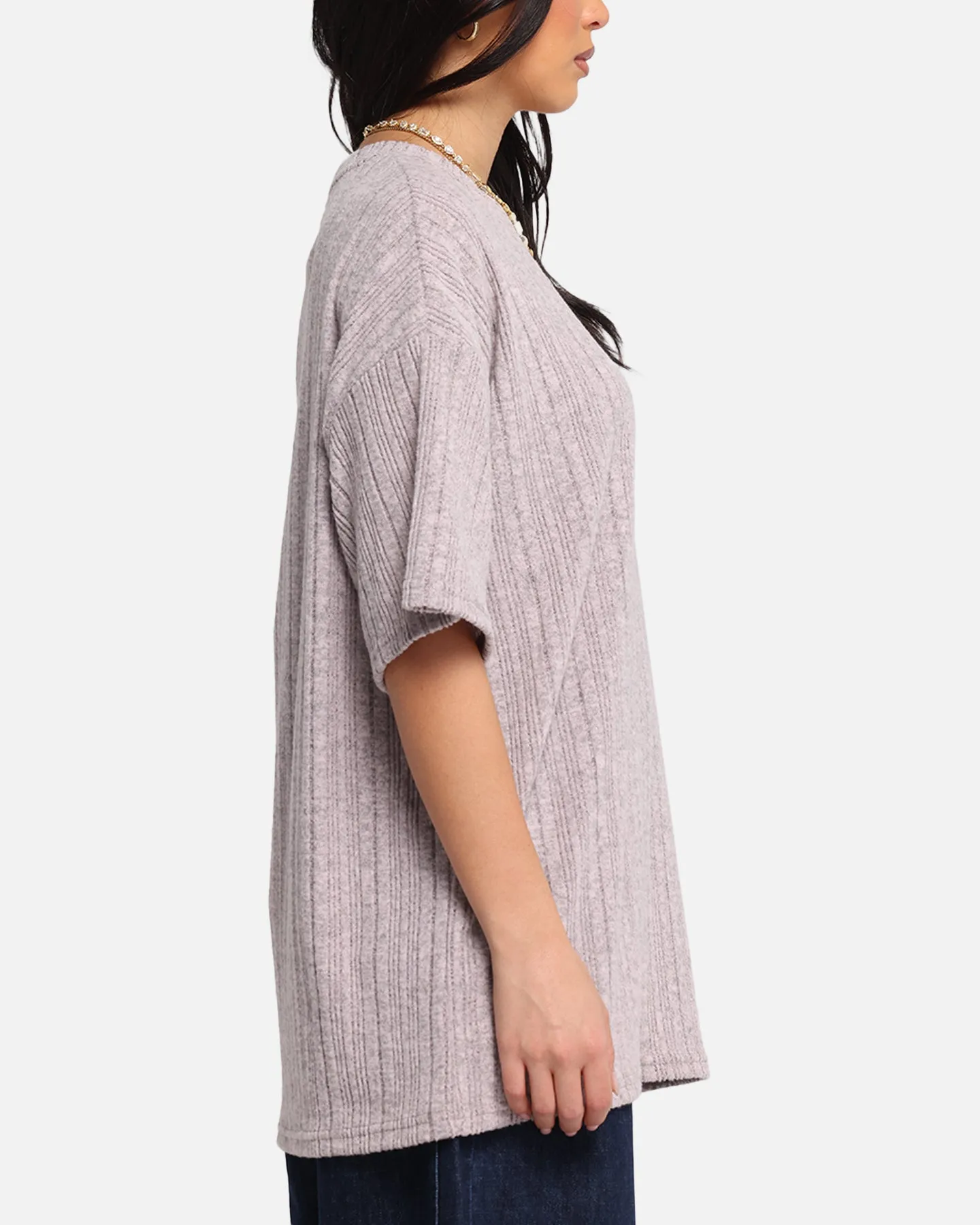 XXIII Rib Knit T-Shirt Pink Marle