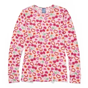 Zoe Chloe Silky Print Tee - Cherry Berry Knit