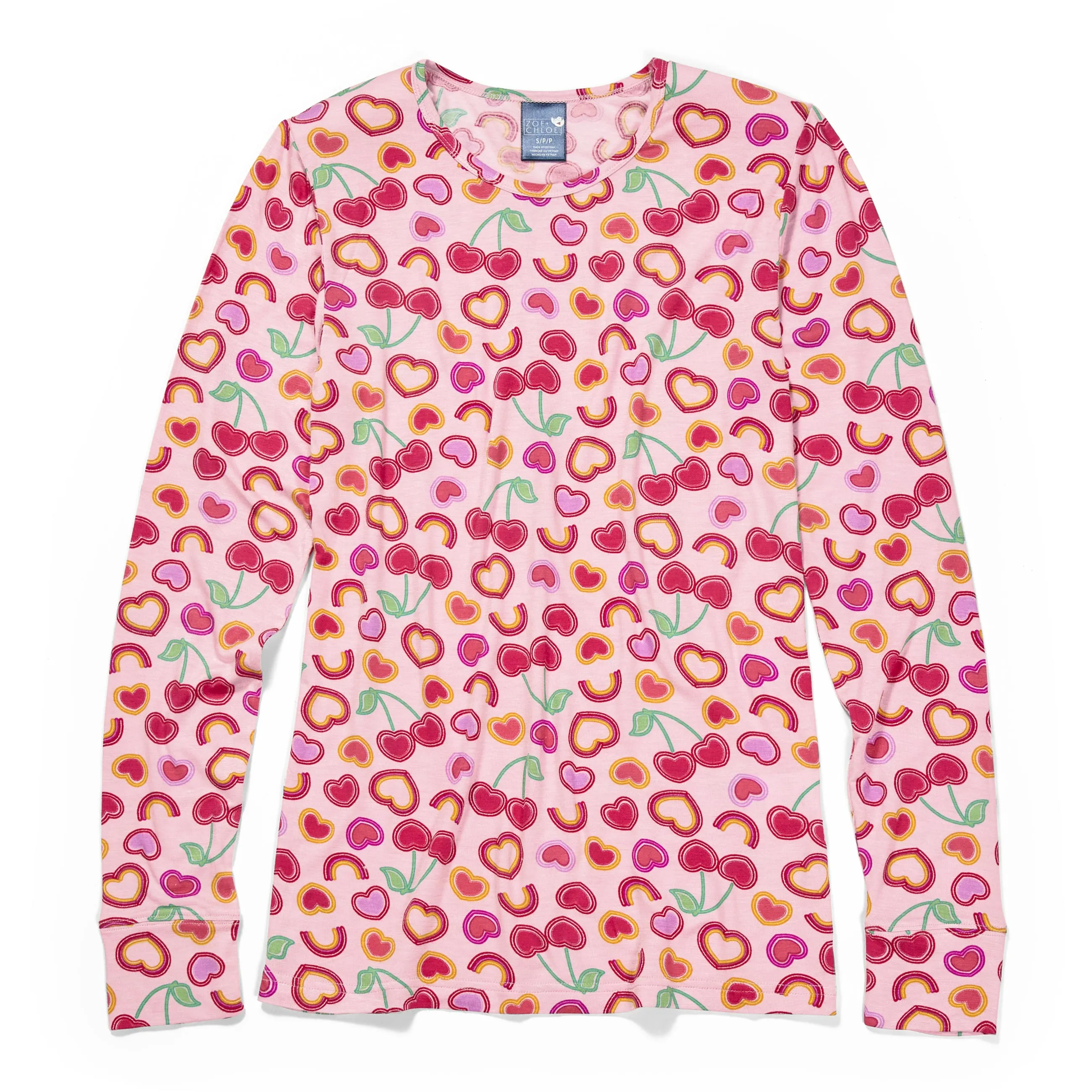 Zoe Chloe Silky Print Tee - Cherry Berry Knit
